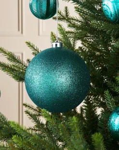 Teal Large Glitter Shatterproof Bauble, 15 Cm
