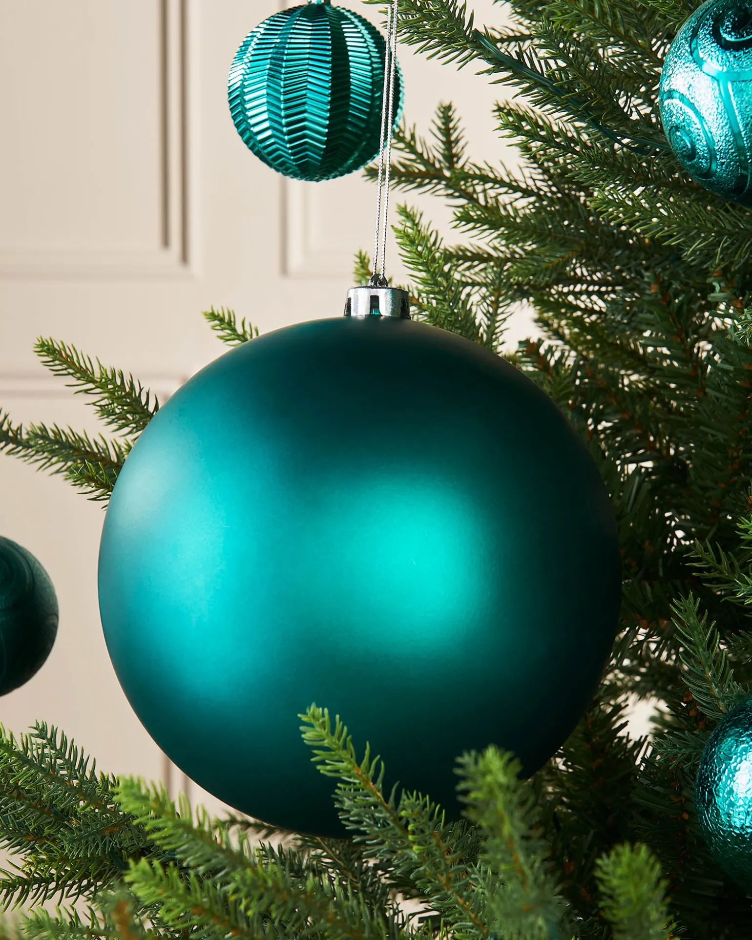 Teal Large Matt Shatterproof Bauble, 20 Cm