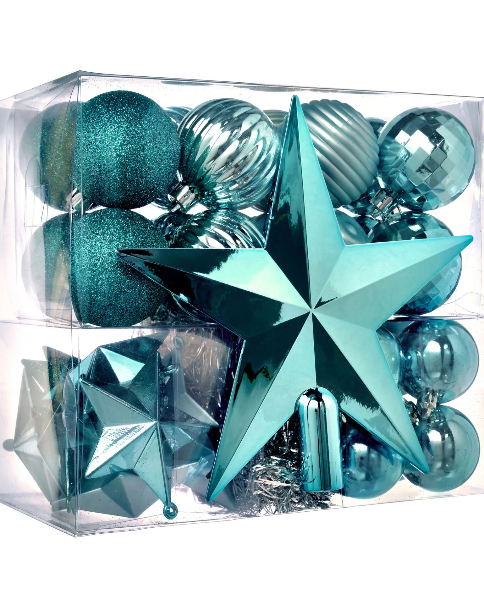 Teal Shatterproof Baubles Set, 42 Pack