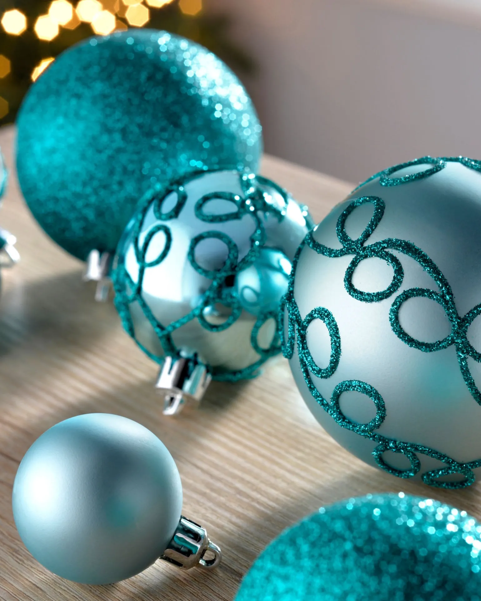 Teal Shatterproof Baubles, 50 Pack