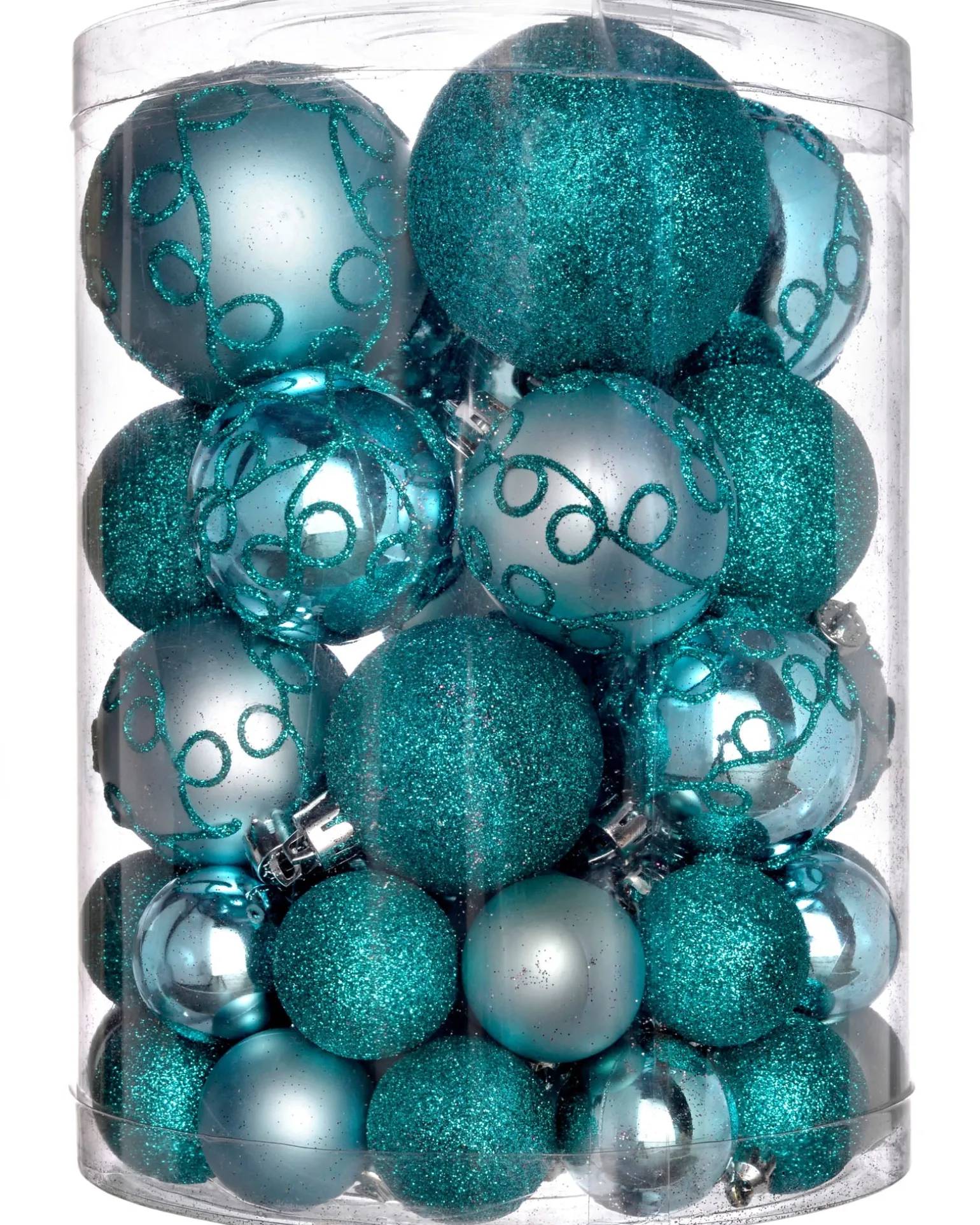 Teal Shatterproof Baubles, 50 Pack