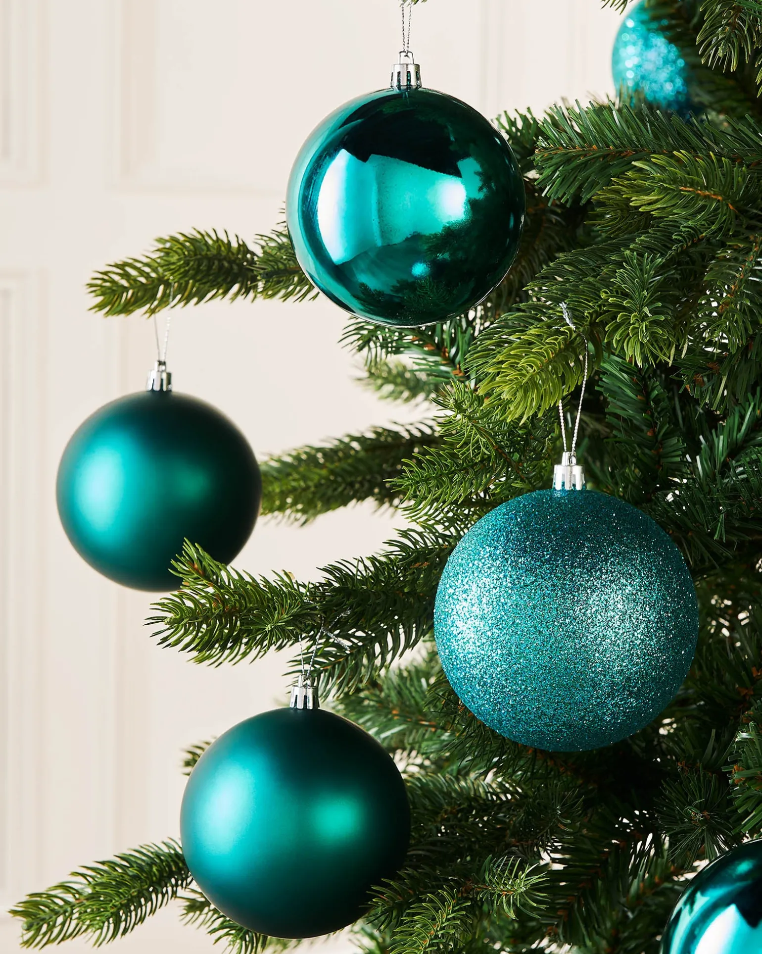 Teal Shatterproof Baubles, 9 Pack, 10 Cm