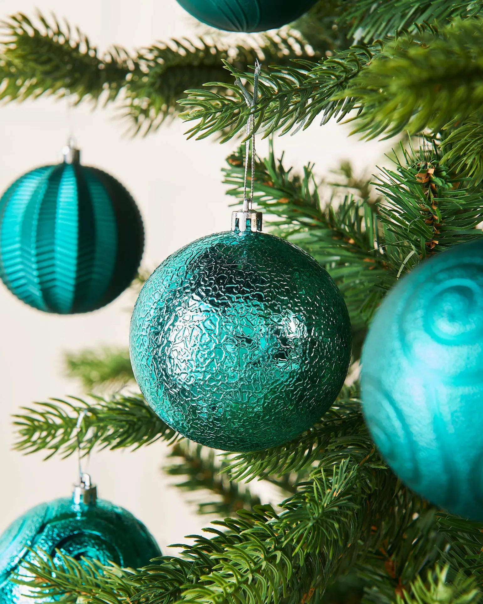 Teal Shatterproof Baubles, 16 Pack, 8 Cm