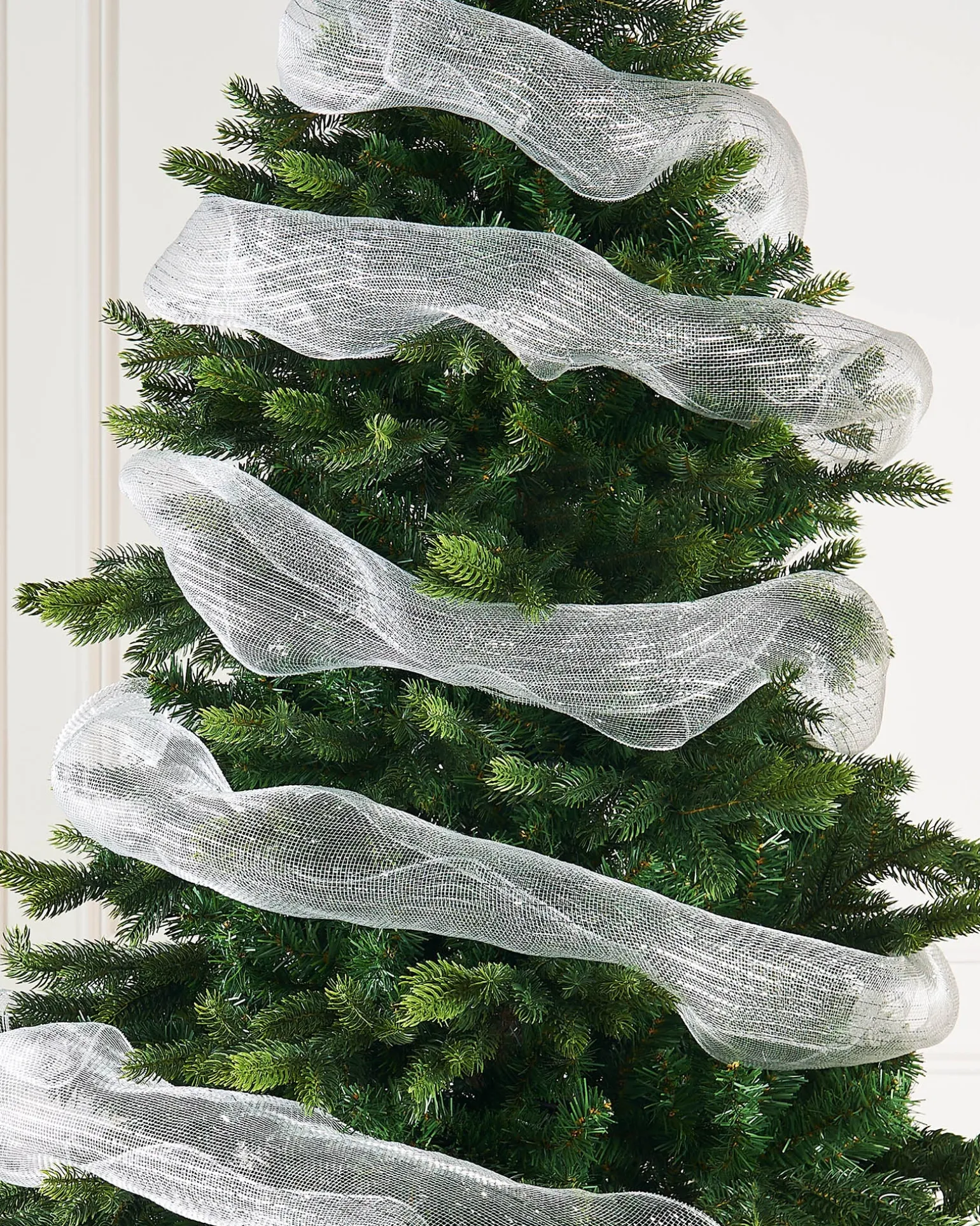 Transparent Mesh With Thin Striped Silver Foil, 9 M