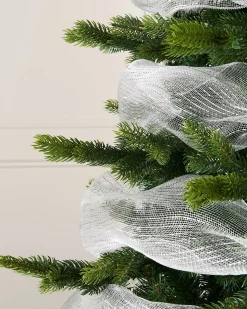Transparent Mesh With Thin Striped Silver Foil, 9 M