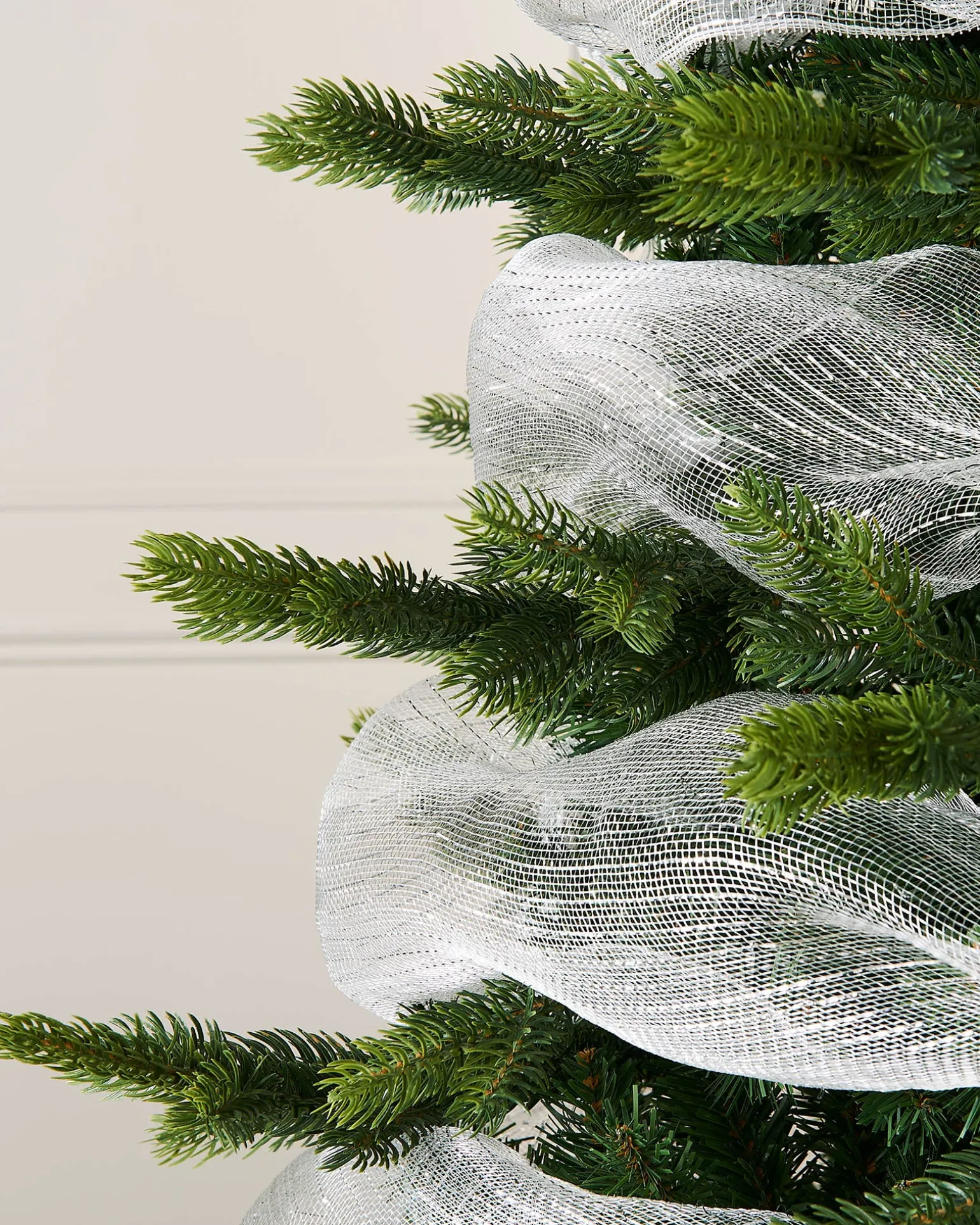 Transparent Mesh With Thin Striped Silver Foil, 9 M