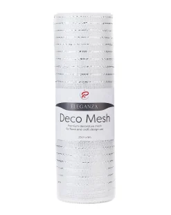 Transparent Mesh With Thin Striped Silver Foil, 9 M