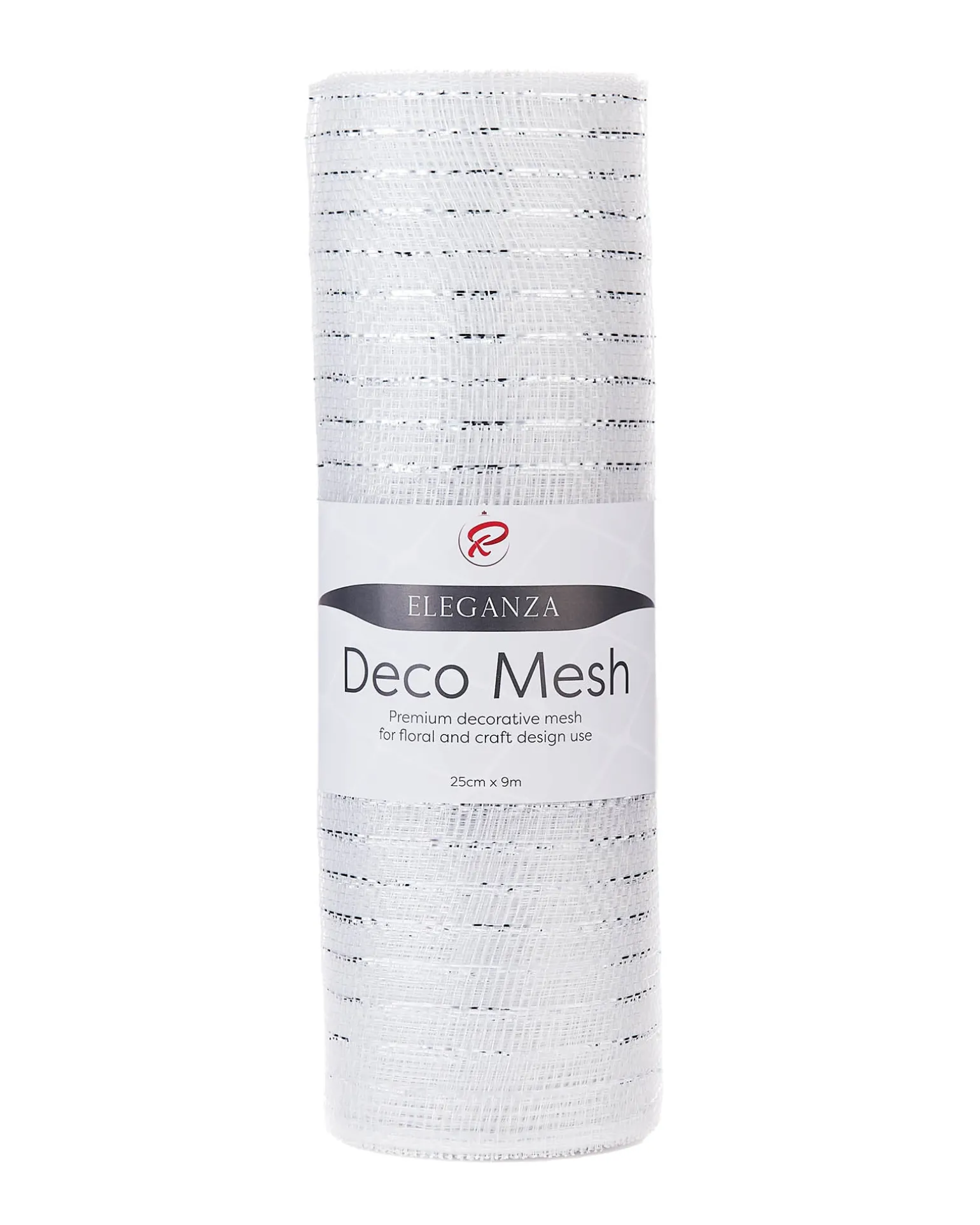 Transparent Mesh With Thin Striped Silver Foil, 9 M