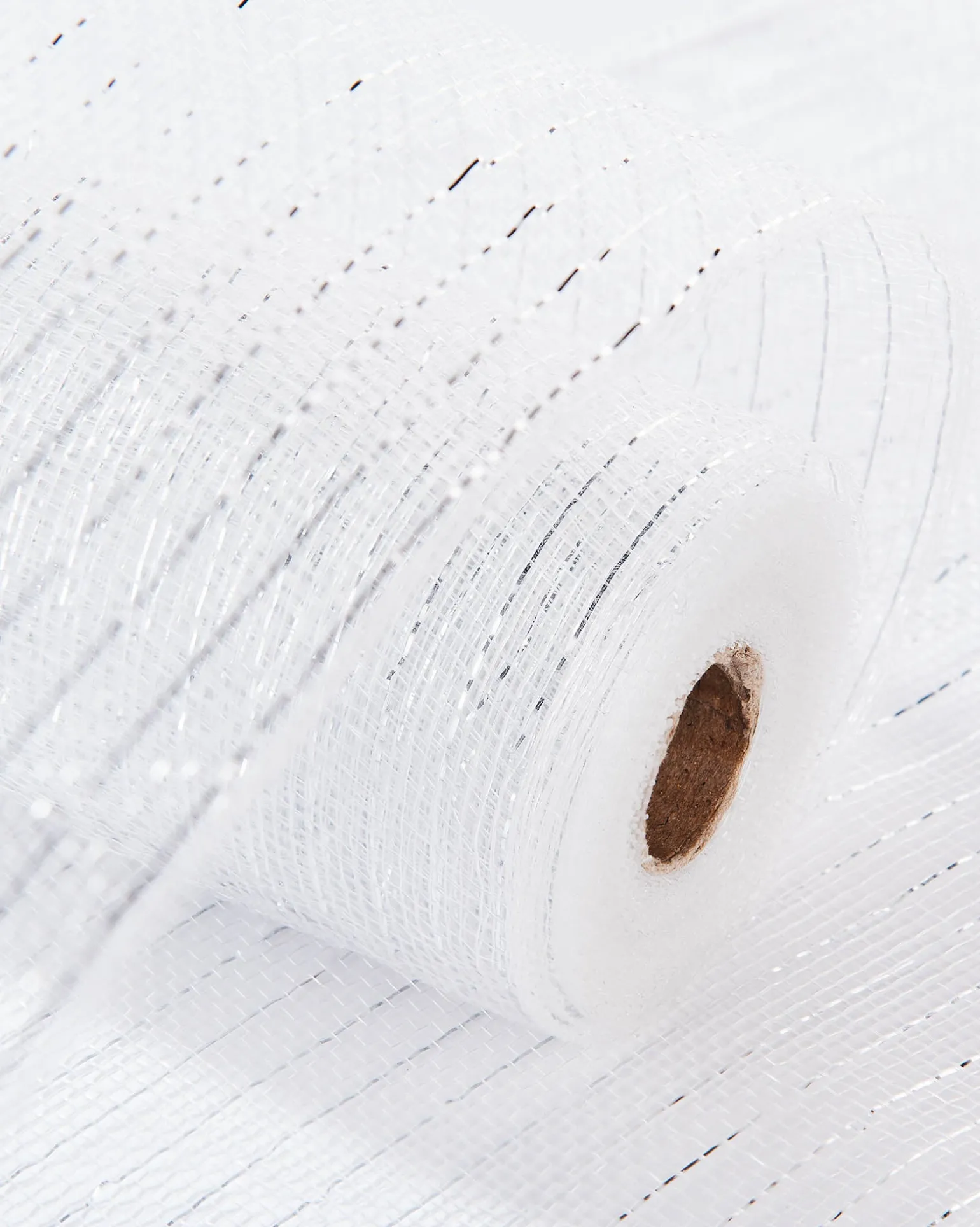 Transparent Mesh With Thin Striped Silver Foil, 9 M