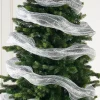 Transparent Mesh With Thick Striped Silver Foil, 9 M
