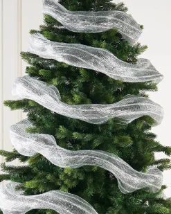 Transparent Mesh With Thick Striped Silver Foil, 9 M