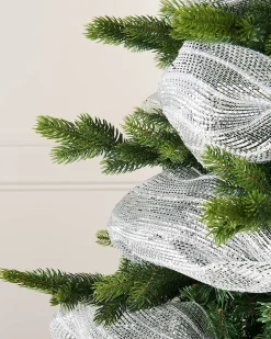 Transparent Mesh With Thick Striped Silver Foil, 9 M