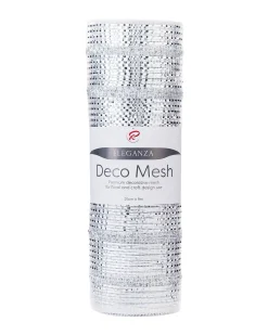Transparent Mesh With Thick Striped Silver Foil, 9 M
