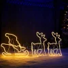 Twin Reindeers With Santa Sleigh Neon Rope Light Silhouette, 2.6 M
