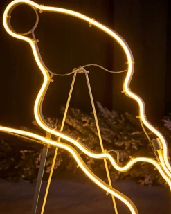 Twin Reindeers With Santa Sleigh Neon Rope Light Silhouette, 2.6 M