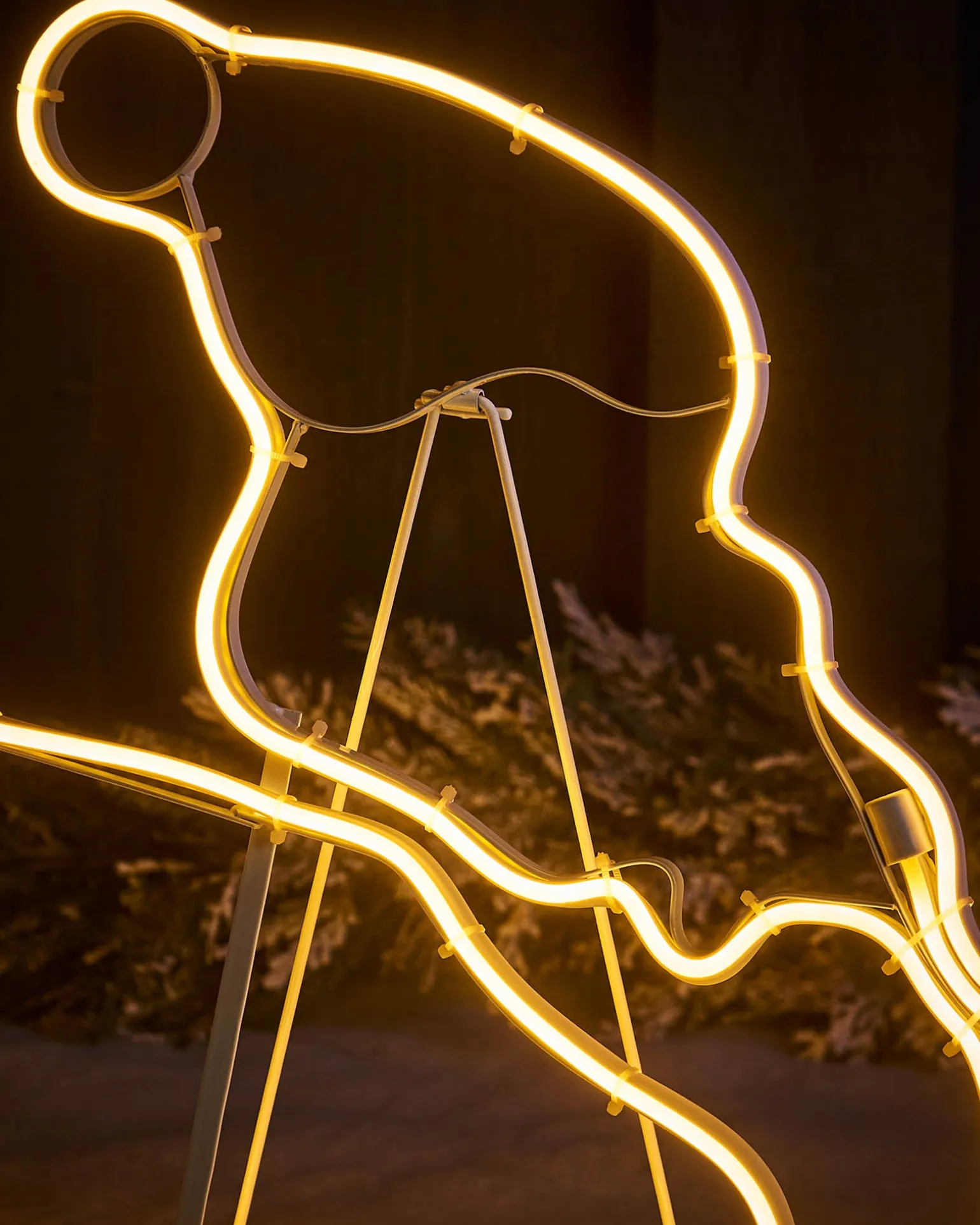 Twin Reindeers With Santa Sleigh Neon Rope Light Silhouette, 2.6 M