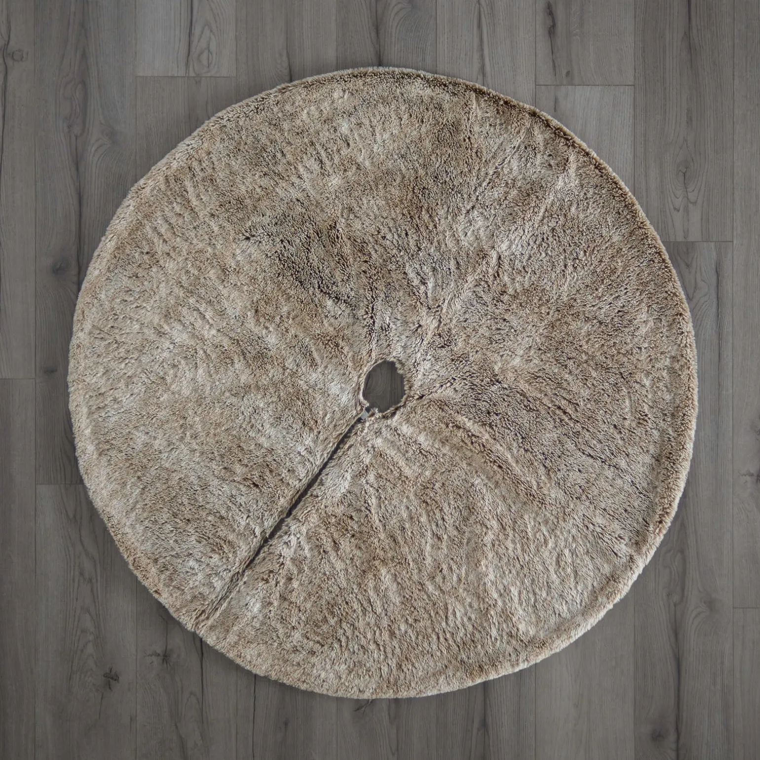 Two Tones Fur Tree Skirt, Brown, 120 Cm