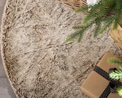 Two Tones Fur Tree Skirt, Brown, 120 Cm