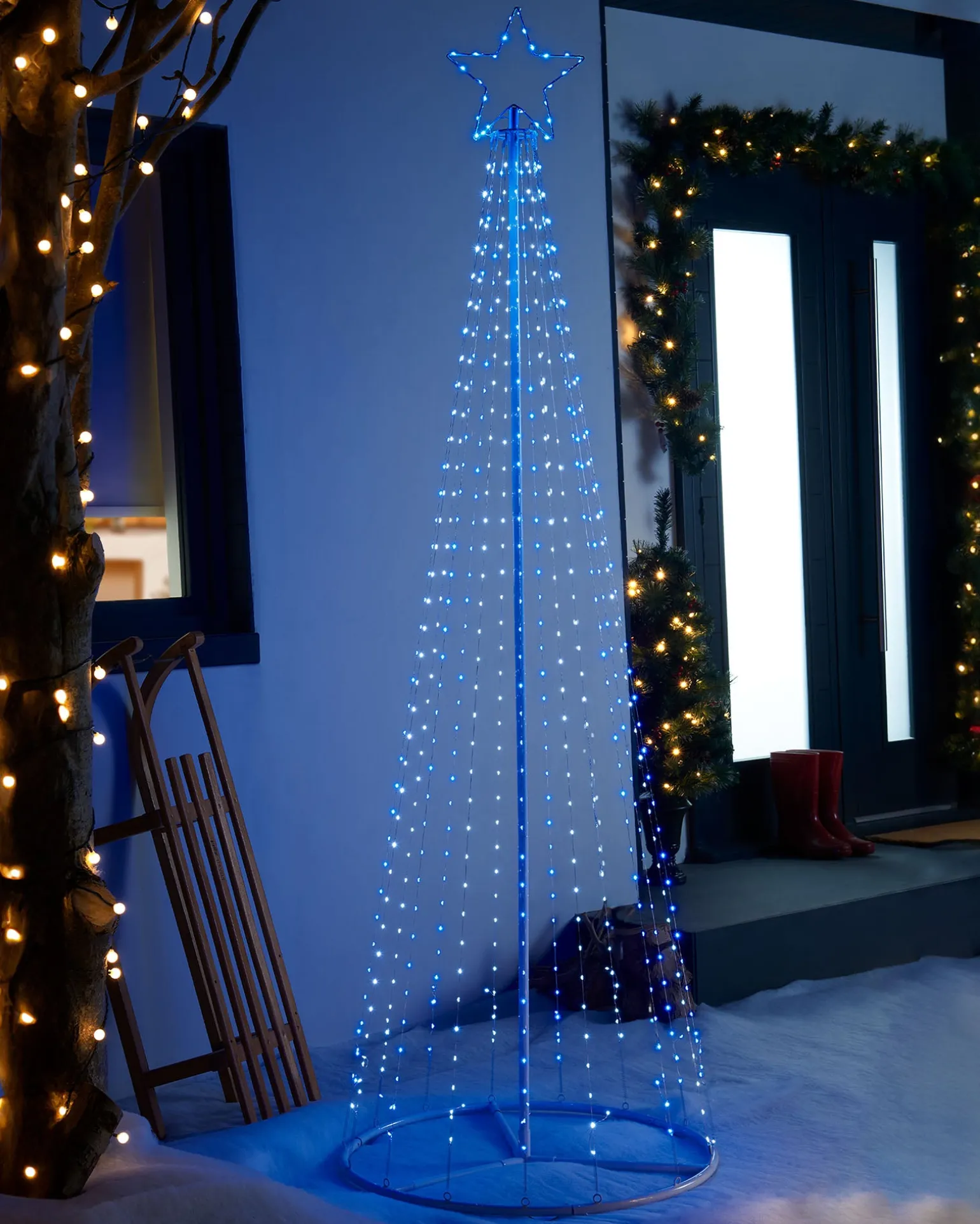 Waterfall Christmas Tree, Blue/White, 2.1 M