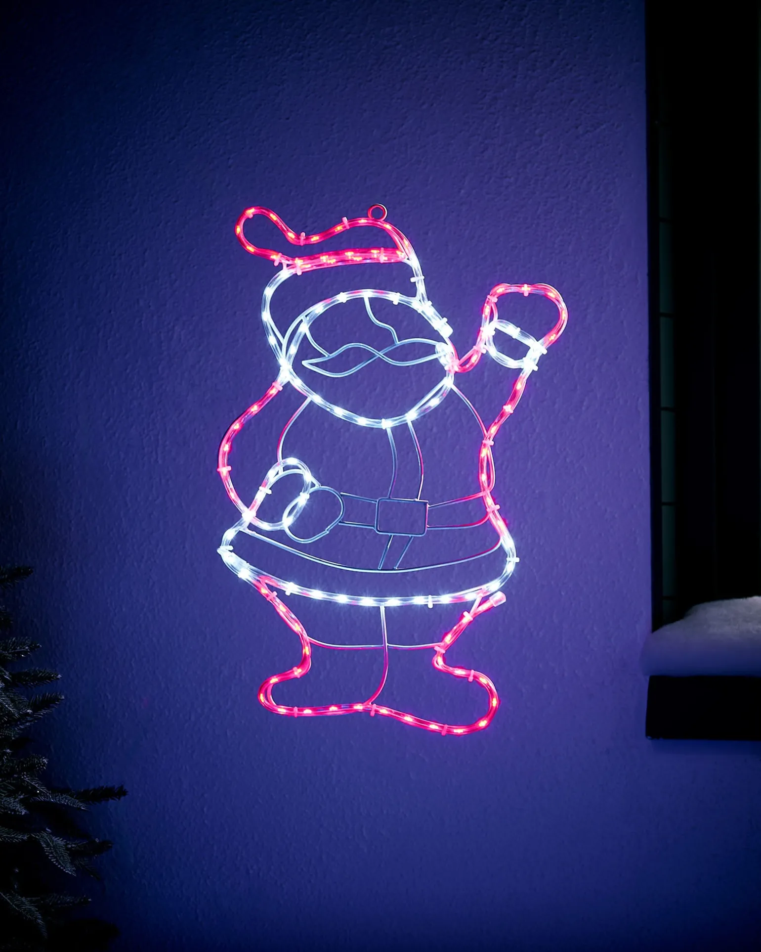 Waving Santa Rope Light Silhouette, 51 Cm