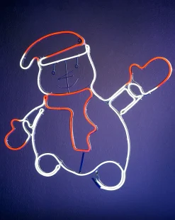 Waving Snowman Neon Rope Light Silhouette, 72 Cm