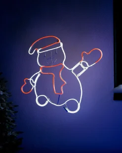 Waving Snowman Neon Rope Light Silhouette, 72 Cm
