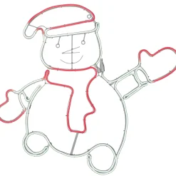 Waving Snowman Neon Rope Light Silhouette, 72 Cm