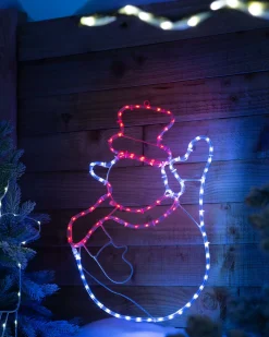 Waving Snowman Rope Light Silhouette, 51 Cm