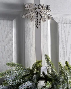 Welcome Wreath Door Hanger, Silver, 38 Cm
