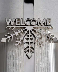Welcome Wreath Door Hanger, Silver, 38 Cm