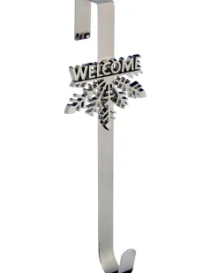 Welcome Wreath Door Hanger, Silver, 38 Cm