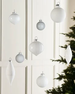 White Glass Baubles, 20 Pack