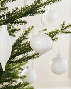 White Glass Baubles, 20 Pack