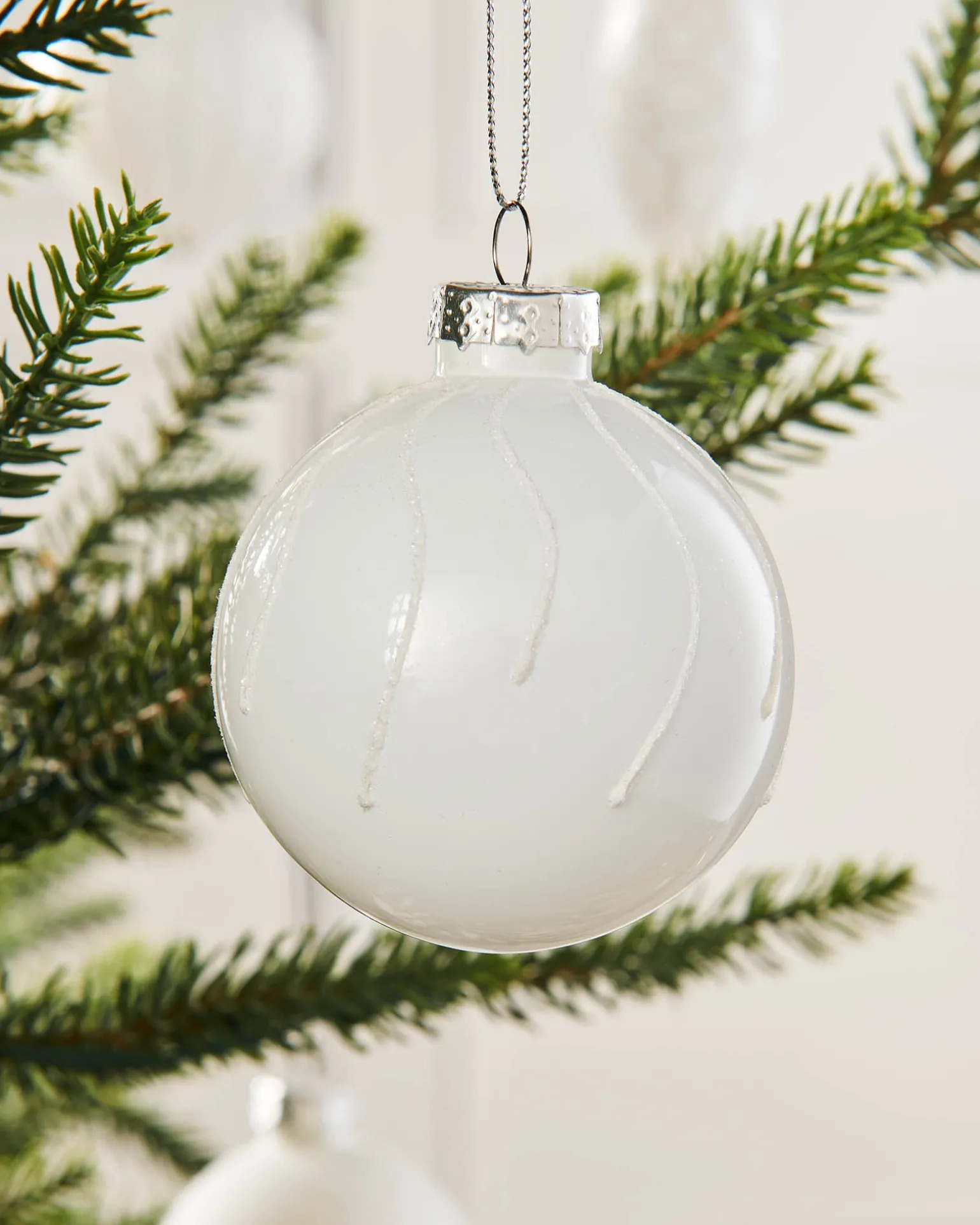 White Glass Baubles, 20 Pack