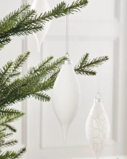 White Glass Baubles, 5 Pack, 15 Cm