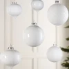 White Glass Baubles, 6 Pack, 10 Cm