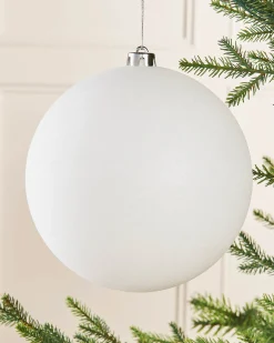 White Large Glitter Shatterproof Bauble, 20 Cm