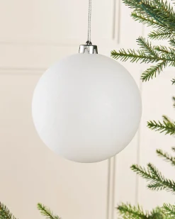 White Large Glitter Shatterproof Bauble, 15 Cm