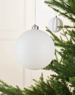 White Large Glitter Shatterproof Bauble, 15 Cm