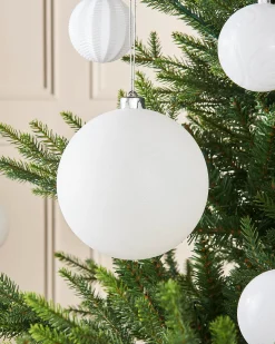 White Large Glitter Shatterproof Bauble, 15 Cm