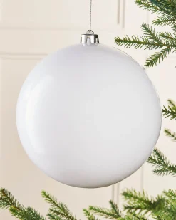 White Large Gloss Shatterproof Bauble, 20 Cm