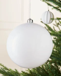 White Large Gloss Shatterproof Bauble, 20 Cm