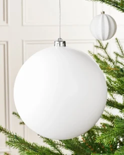 White Large Matt Shatterproof Bauble, 20 Cm