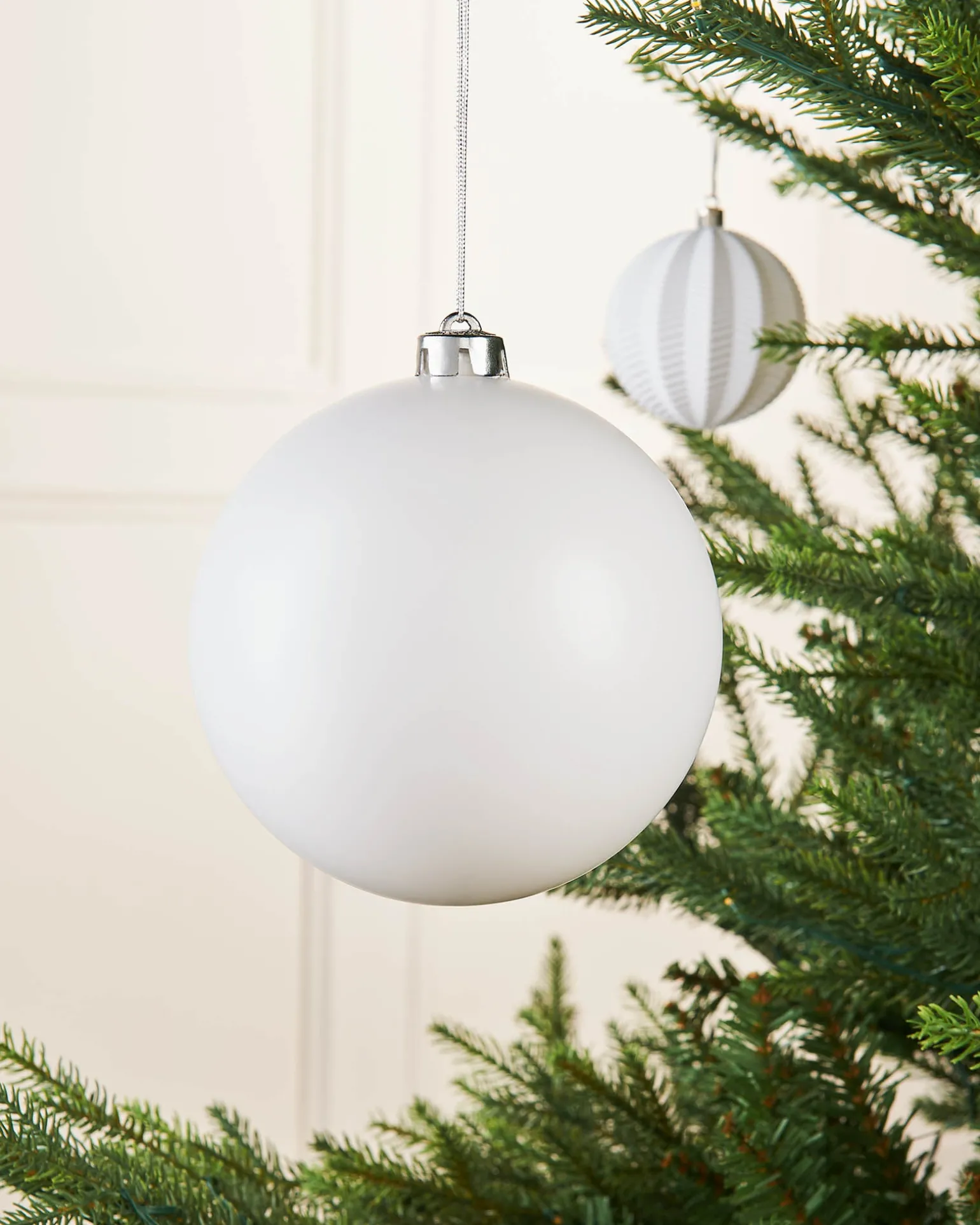 White Large Matt Shatterproof Bauble, 15 Cm