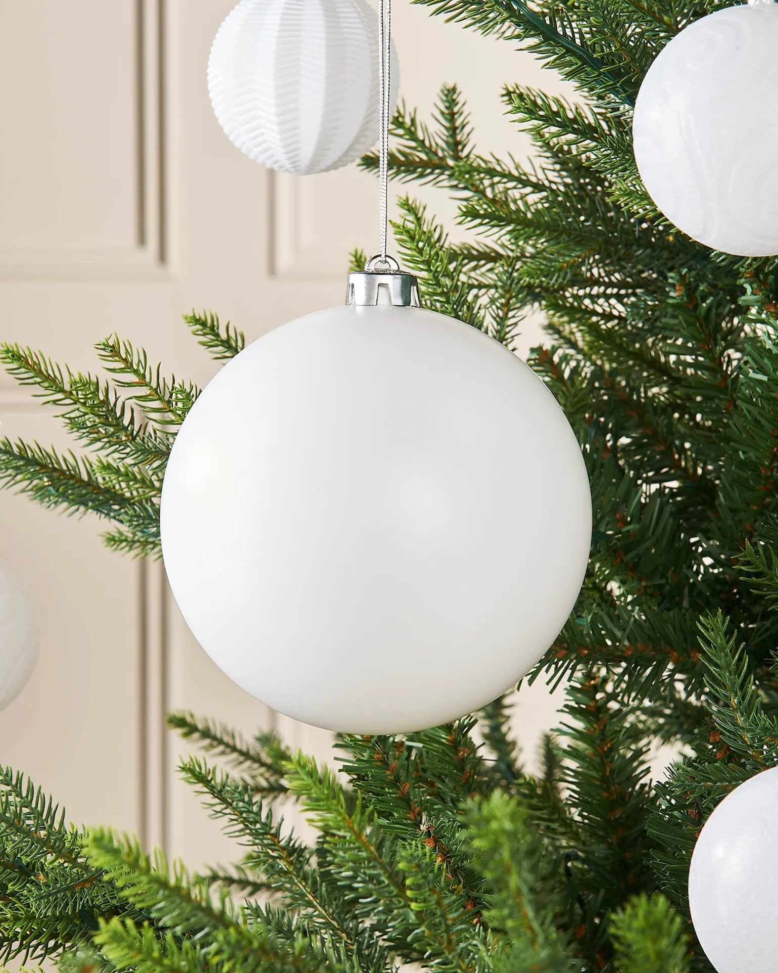 White Large Matt Shatterproof Bauble, 15 Cm