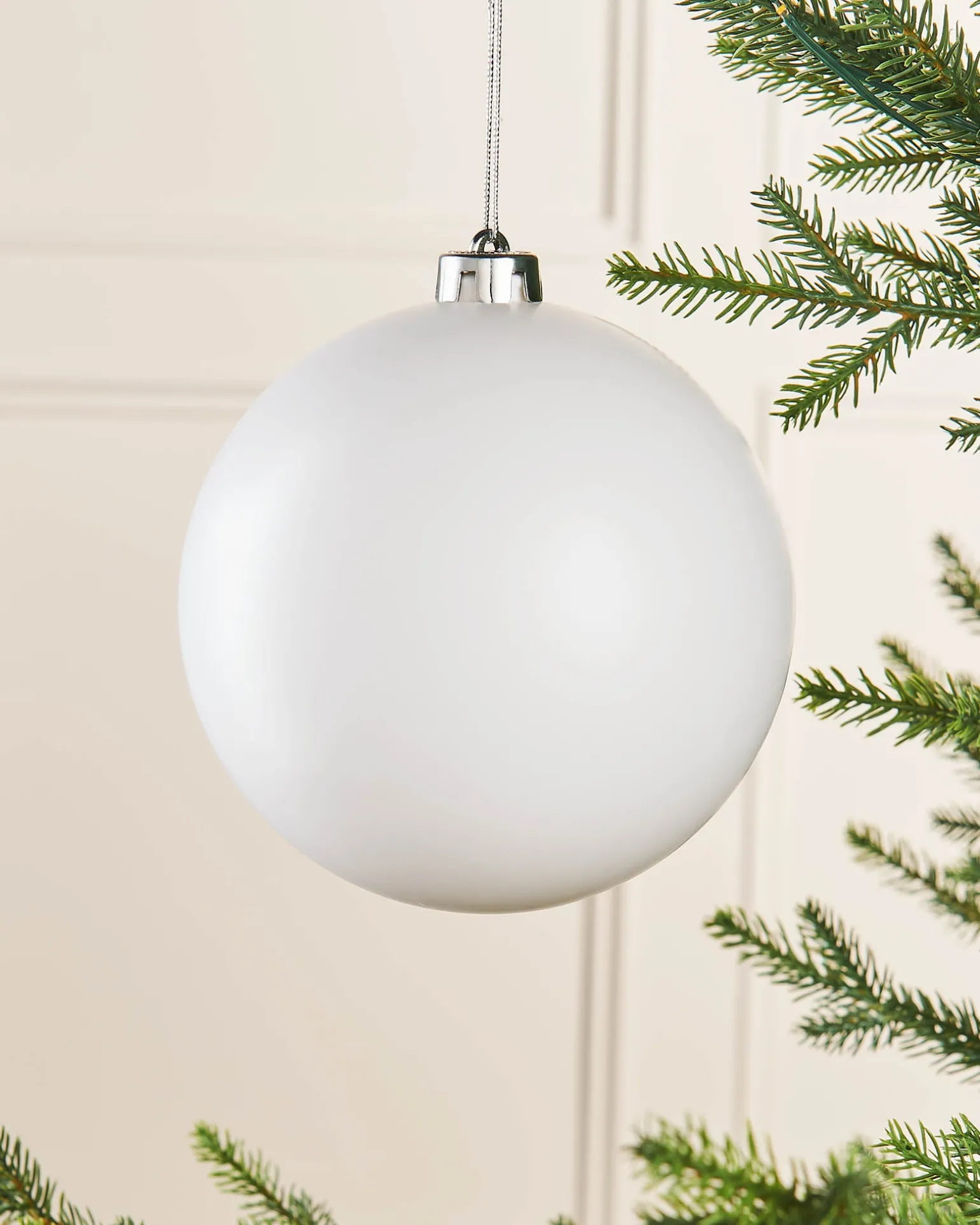 White Large Matt Shatterproof Bauble, 15 Cm