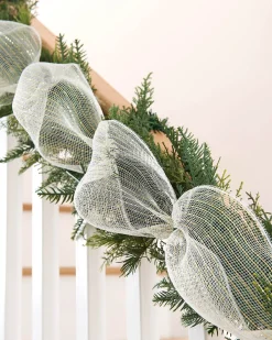 White Mesh With Pale Gold Foil, 9 M