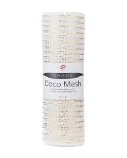 White Mesh With Pale Gold Foil, 9 M