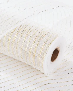 White Mesh With Pale Gold Foil, 9 M