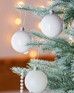 White Shatterproof Baubles, 42 Pack, 6 Cm
